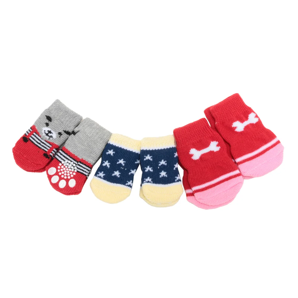4 Pcs/Set Warm Puppy Dog Socks Soft Cotton Pet Knits Socks Cute Cartoon