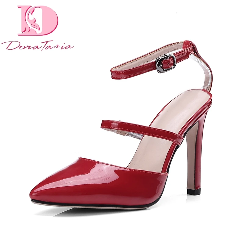

Doratasia Plus Size 34-43 Pointed Toe Sexy Solid Woman Shoes Buckle Strap Party Shoes Summer Thin High Heels Sandals