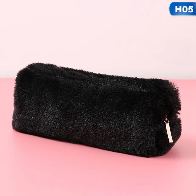 Cute Creative Solid Color Plush Pencil Case For Girls Pencil Bag Stationery Pencil Case Kawaii School Supplies - Цвет: H05
