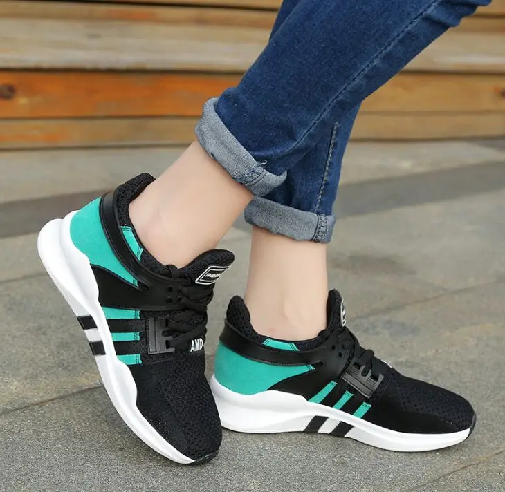 Цвет 2018 корейский Повседневное дышащие сетчатые Chaussure Femme Спорт Туфли без