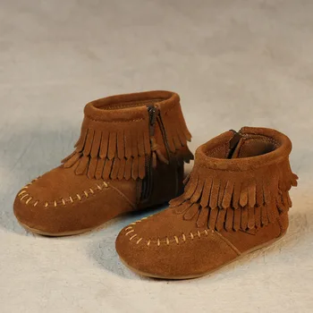 

2019 Fashion new girls genuine leather tassel boots children casual shoes baby princess comfort flat high quality boots