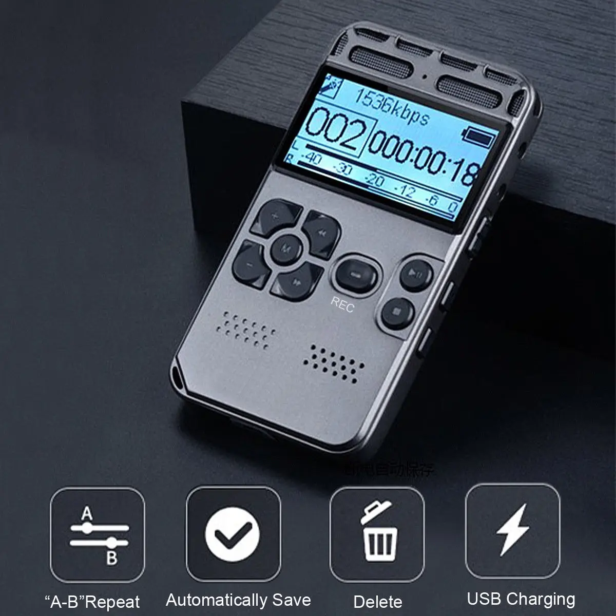 64G перезаряжаемый lcd Цифровой Аудио Звук Диктофон MP3-плеер