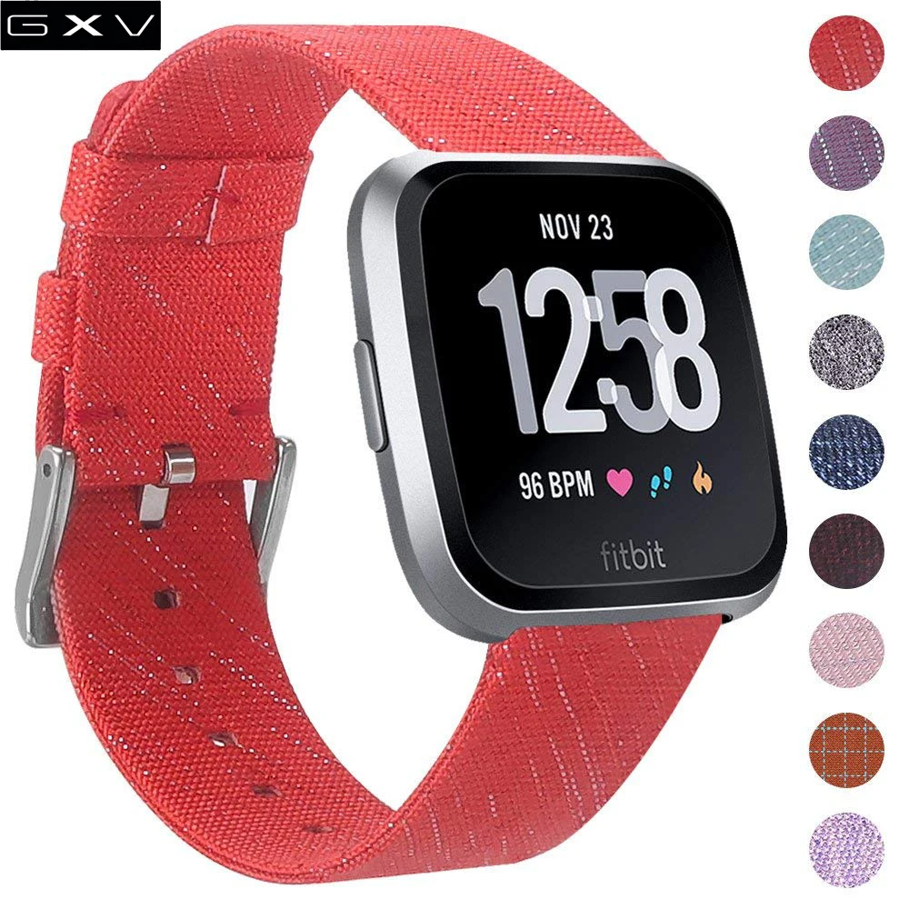 

GXV For Fitbit Versa Band,Adjustable Woven Fabric Breathable Watch Strap Quick Release Replacement Band for Fitbit Versa