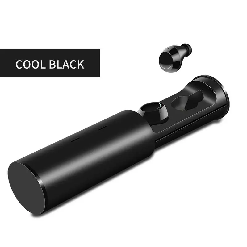 Kuulee 5,0 Bluetooth наушники беспроводные стерео наушники спортивные мини Bluetooth гарнитура с двойным микрофоном зарядная коробка - Цвет: black