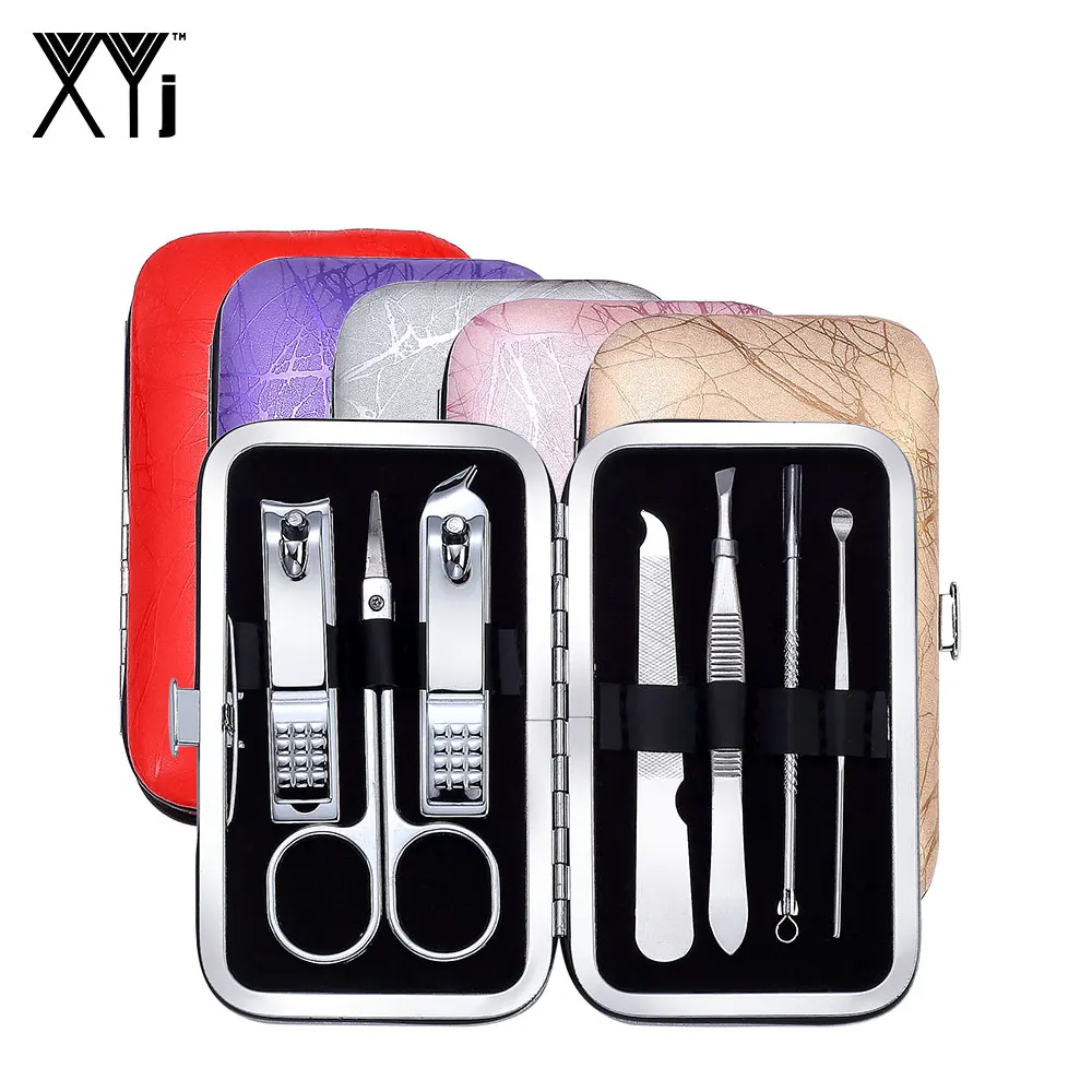 XYj New Arrival 7 PCS/Set Manicure set Nail Clippers Kit File Nail Care Tools Kit Pedicure Manicure Tools with Fashionable Case