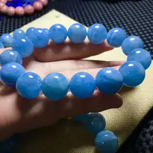 Натуральный Синий Аквамариновый браслет драгоценный камень прозрачный кристалл 15,4-14,5 мм AAA