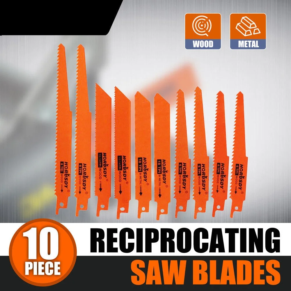 

SEDY 10Pcs Reciprocating Saw Blades Set Electric Saw zall Hackzall Metal Wood 1/2" for Cutting Metal Materials