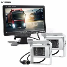 DIYSECUR 2 x 4pin Night Vision Rear View Camera Car Camera + DC 12V-24V 7inch TFT LCD Car Monitor System for Bus Houseboat Truck