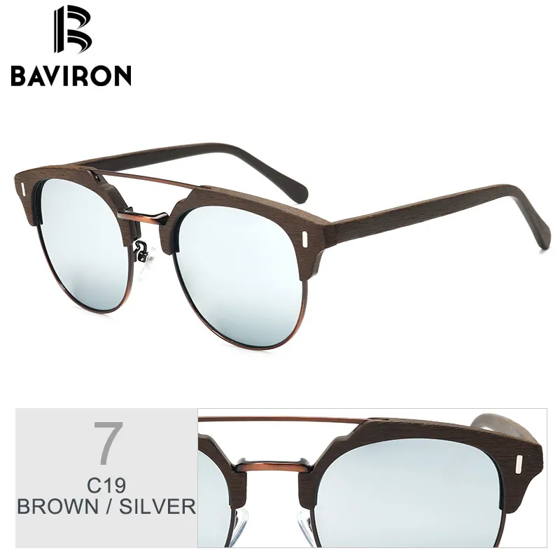 BAVIRON похожие деревянные солнцезащитные очки мужские Поляризованные солнечные ретро-очки унисекс поляризованные деревянные солнцезащитные очки мужские с Чехол Oculos - Цвет линз: SILVER