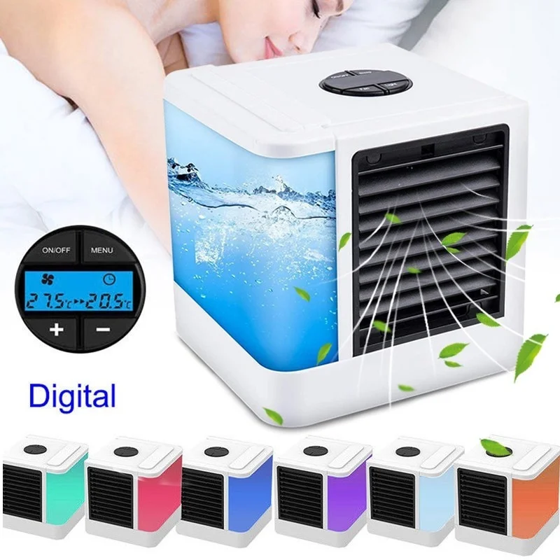 

LCD USB Mini Portable Air Conditioner Humidifier Purifier 7 Colors Light Desktop Air Cooling Fan Air Cooler Fan for Office Home