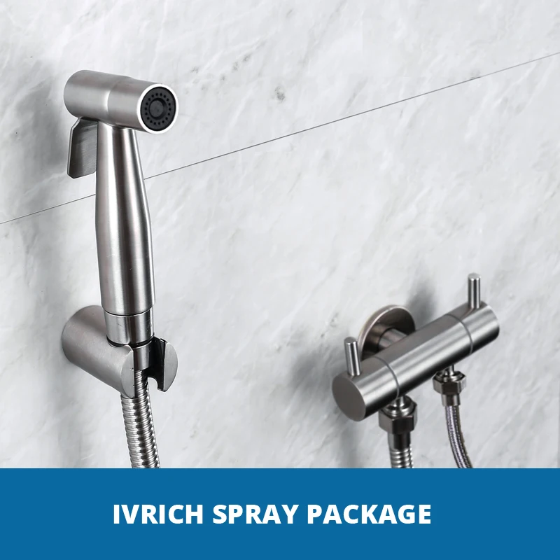 VRICH Full Stainless Portable Bidet Sprayer Package Pressing water-saving Lead-free SUS304 Steel Convenient Cleaning Tool F82-1 |