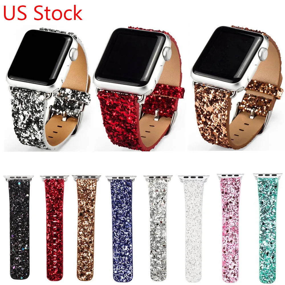 Luxury Glittery Bling Christmas PU Leather Band for Apple Watch Series 3 2 1 Strap Bracelet for iWatch 42mm 38mm Watchbands apple-bands-series- : image Luxury Glittery Bling Christmas PU Leather Band for Apple Watch Series 3 2 1 Strap Bracelet for iWatch 42mm 38mm Watchbands apple-bands-series-