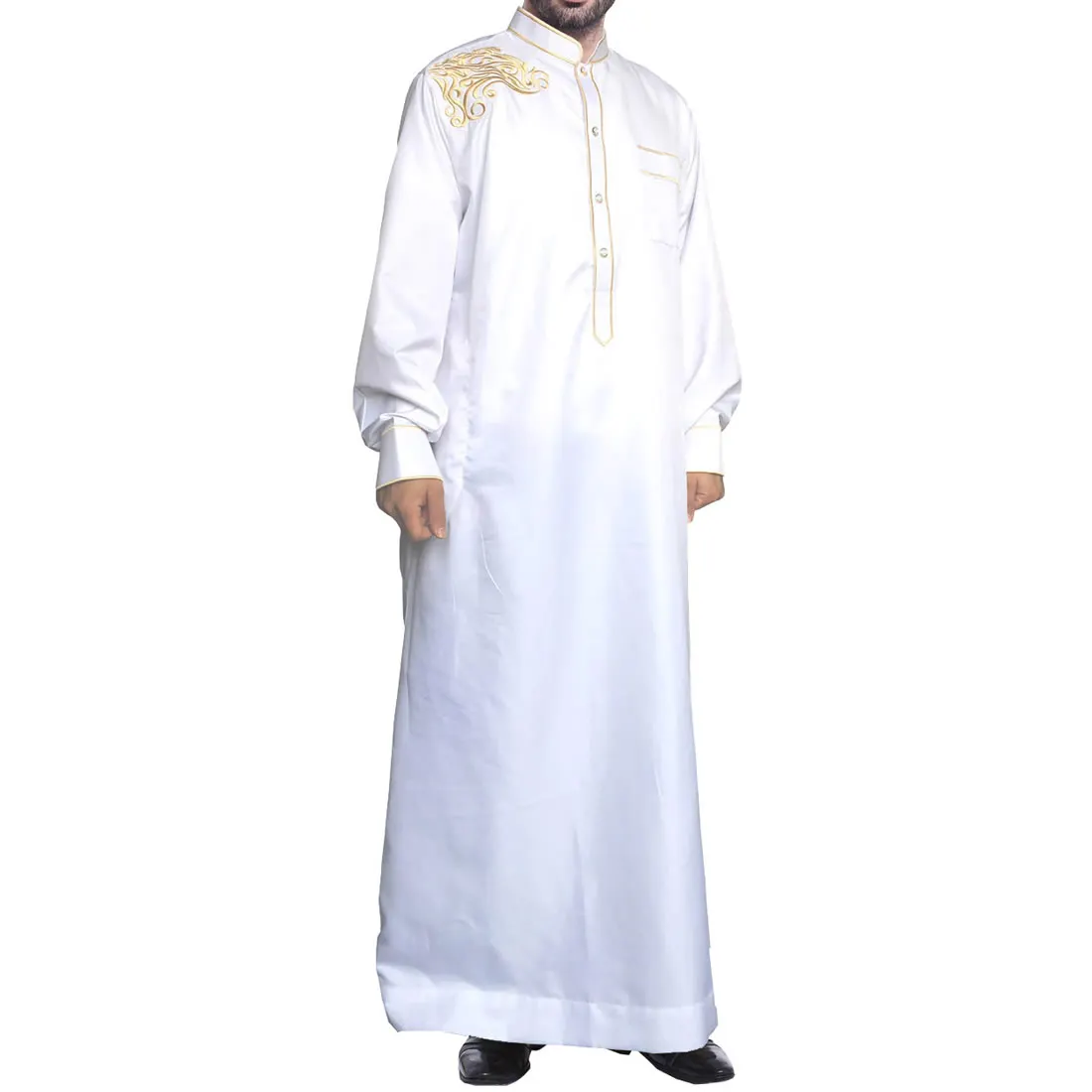 Винтажная вышивка jubba tobe для мужчин Мандарин воротник длинный рукав, мусульманский мужской одежды весна осень большой размер Оман абайя Мужчины 3xl