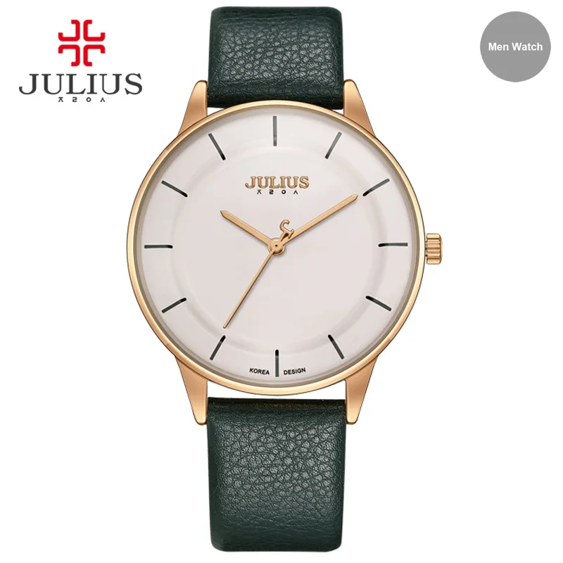 JULIUS мужские и женские часы пары лучший бренд класса люкс простой кожаный ремешок ультра тонкий часы дешевая акция дизайн час JA-957