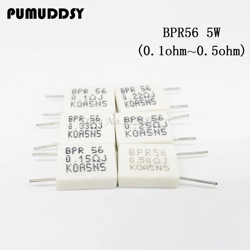 

100pcs BPR56 5W 0.1 0.15 0.22 0.25 0.33 0.5 ohm Non-inductive Ceramic Cement Resistor 0.1R 0.15R 0.22R 0.25R 0.33R 0.5R