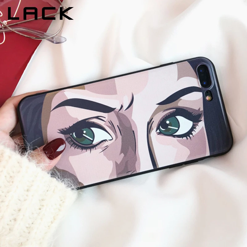 

LACK Retro Phone Case For iphone X Case For iphone 6S 6 7 8 Plus Back Cover Fashion ins Funny Cartoon Big Eyes Painted Cases