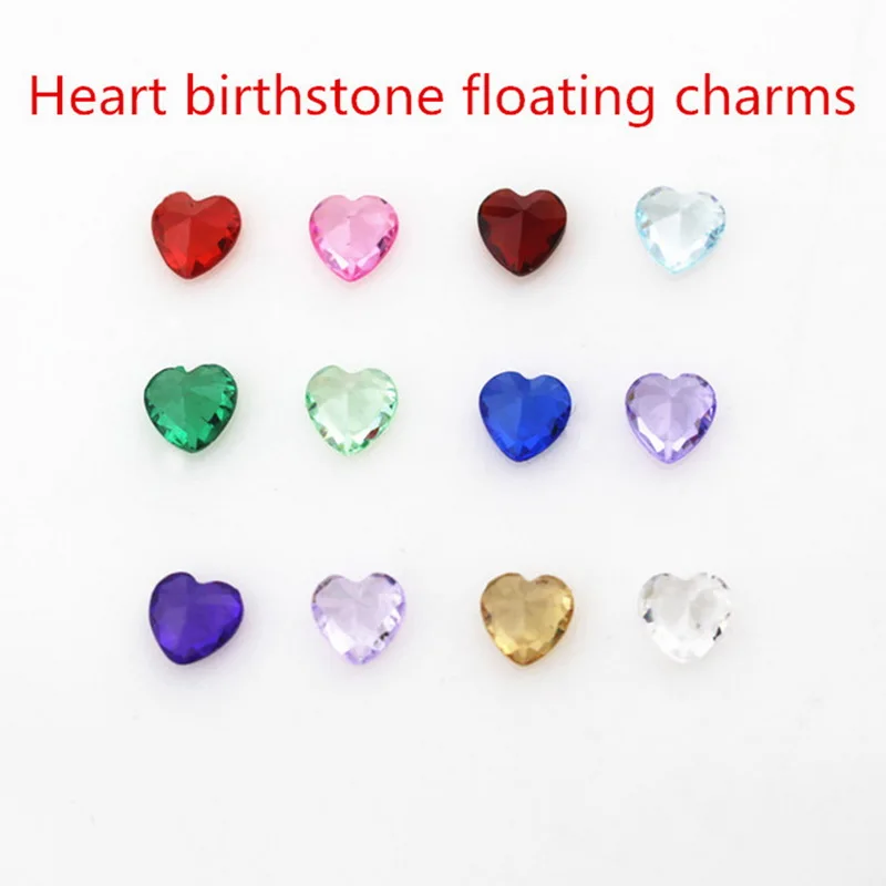 heart brithstone floating charms