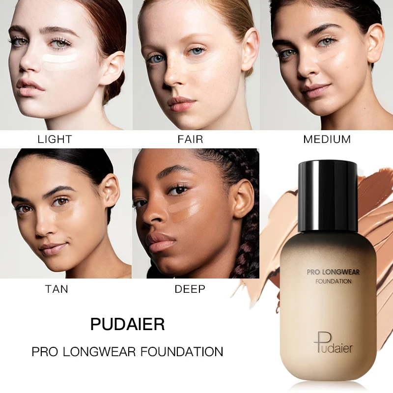 

pudaier Waterproof Long Wear Soft Matte Liquid Foundation Base Make Up Full Coverage Face Concealer BB Cream Oil-control Primer