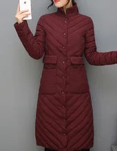 High Quality Wadded Jacket Women Cotton Long Coat 2017 New Fashion Stand Collar Thin Warm Winter Chaquetas Parkas Outwear