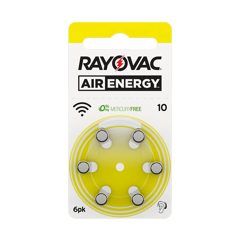 60 шт. Rayovac Air Energy слуховой аппарат батареи A10 10A 10 PR70! Цинковый Аккумулятор для воздушного слухового аппарата