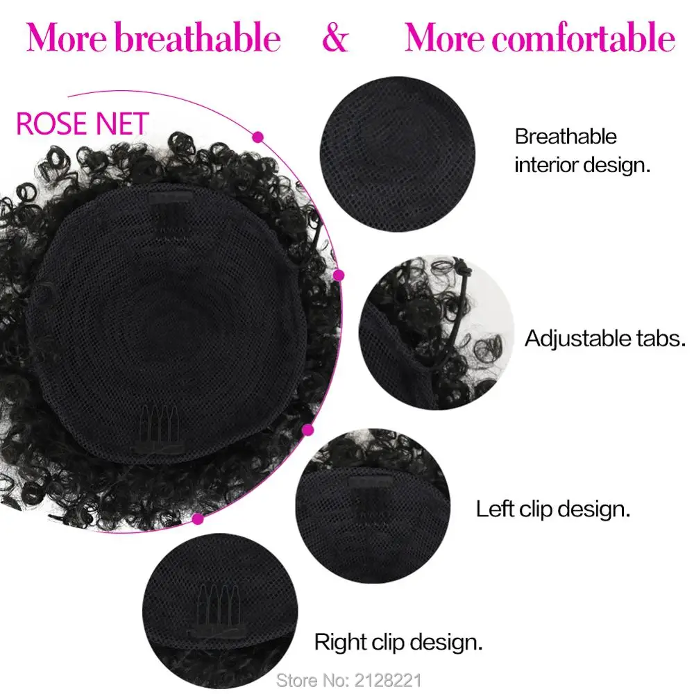 High Puff Afro Curly Ponytail Drawstring Short Afro Kinky Curly Pony Tail Clip in on Synthetic Curly Hair Bun Made of Kanekalon  (9)