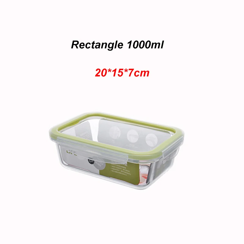 1000ML 1PC Стеклянный контейнер для завтрака, контейнер для хранения еды, без бисфенола, герметичные крышки - Цвет: 1000ML 1PC