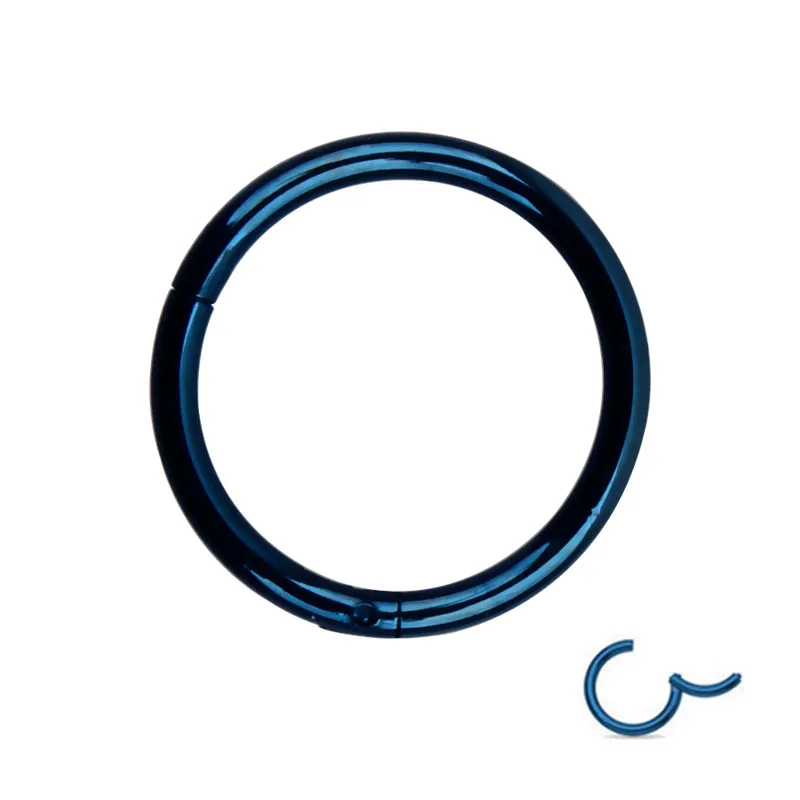 Новая мода поддельные перегородки клип обруч Пирсинг носа 316L хирургическая сталь шарнирный сегмент кольцо для пирсинга носа тела ювелирные изделия Красочные - Окраска металла: blue
