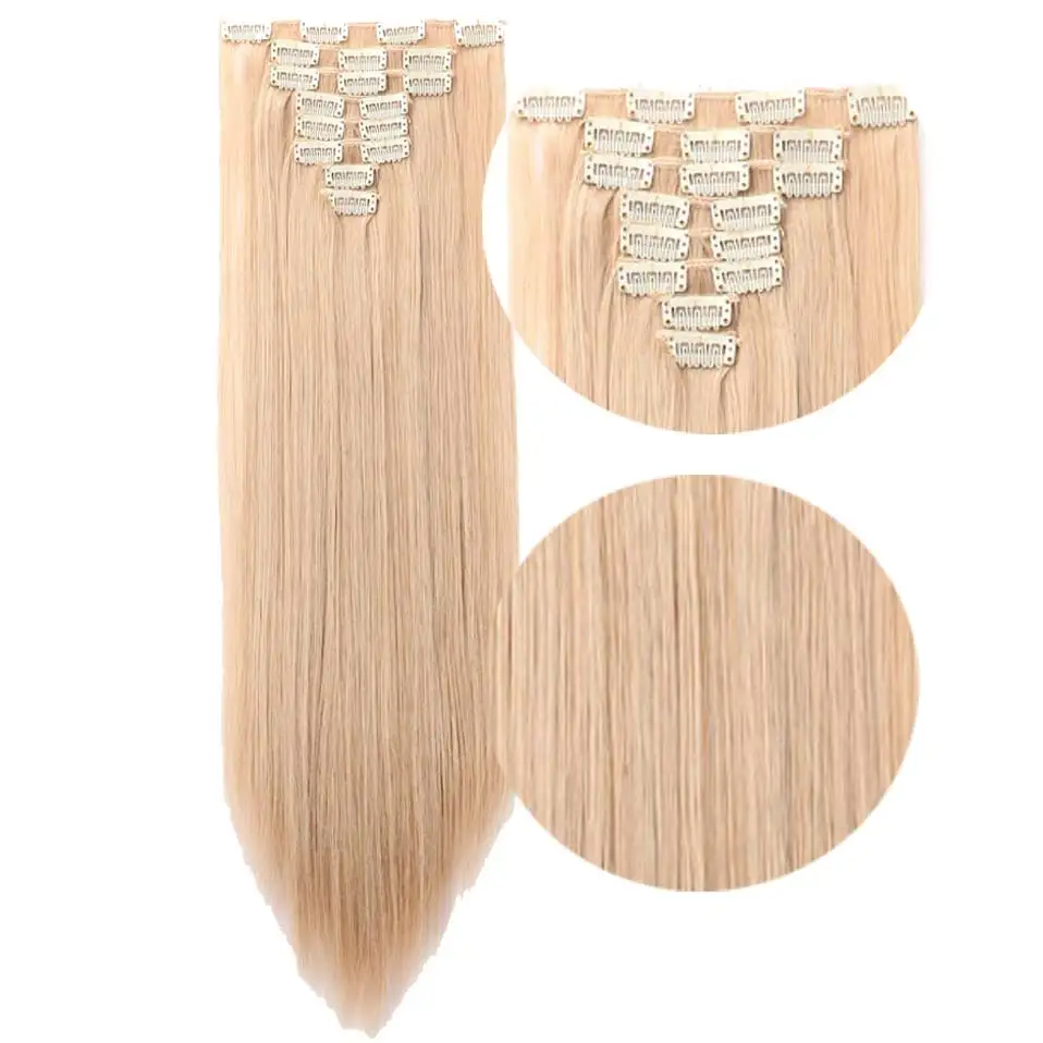 S noilite 23" 8 Piece/set Long Straight Women Hair Clips in Synthetic