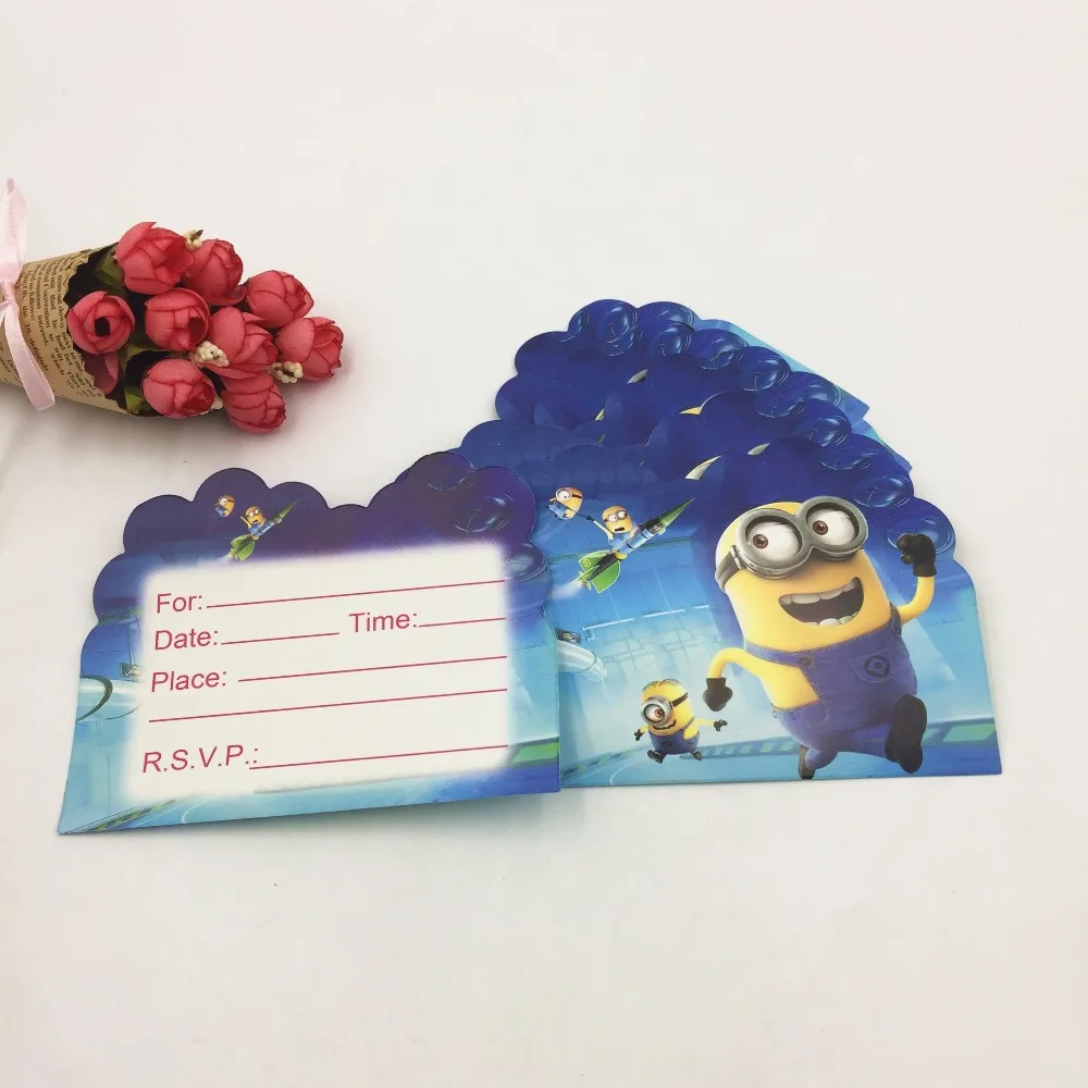 

10pcs/bag Minions Invitation Card Party Favors Boy Kids Birthday Decoration Party Supplies Baby Shower Favor