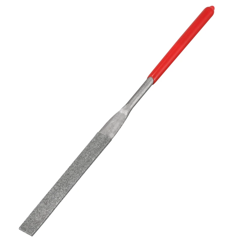 5 мм x 180 мм Стеклянная Ручка инструмент плоские Алмазные файлы Красный Серебряный тон