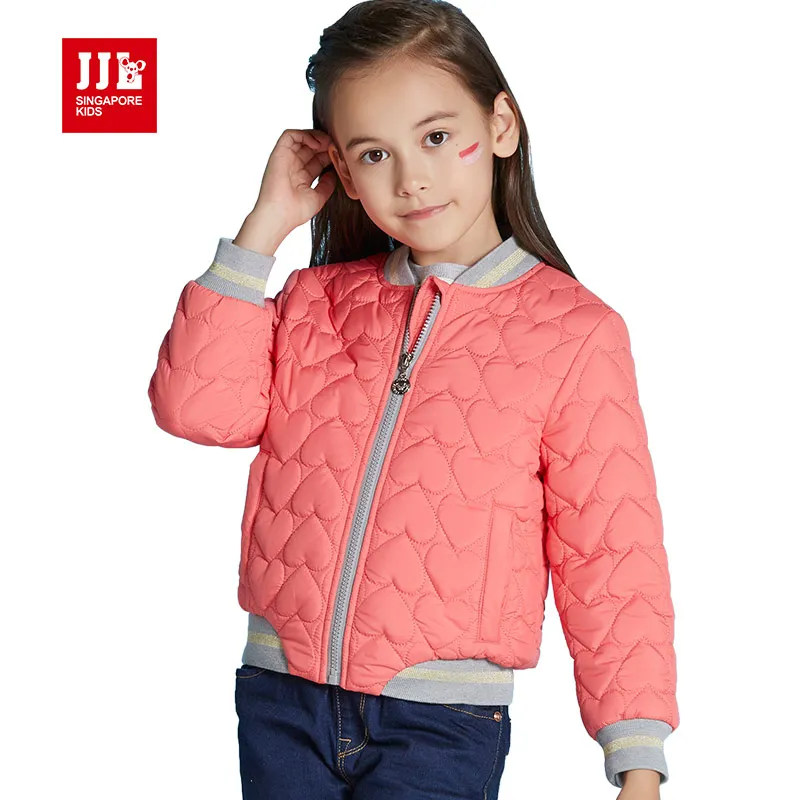cool girls jacket autumn girls coats solid color sweet heart pattern