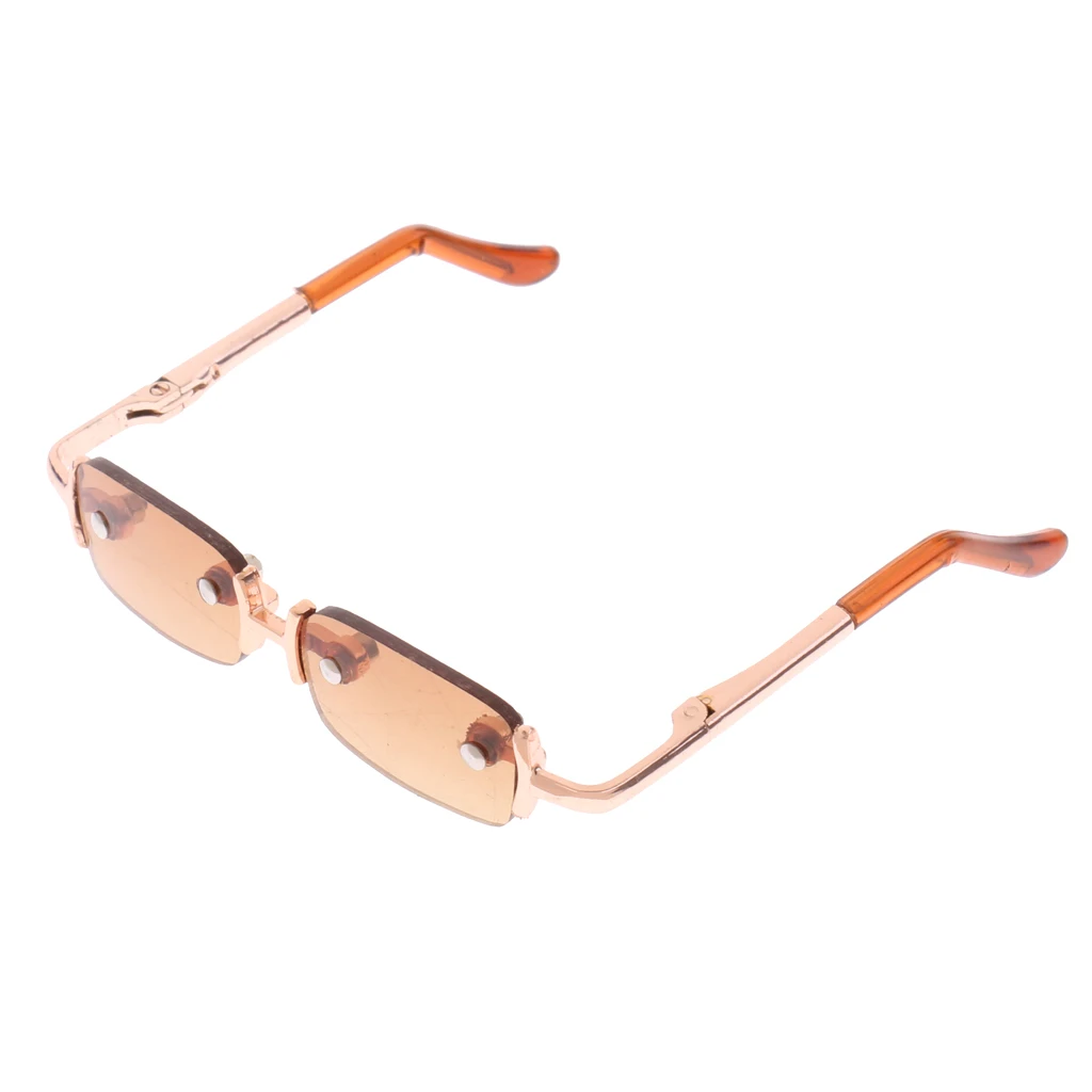 Retro No Frame Square Glasses Alloy Eyeglasses Outfit for 1/3 Dolls Clothing Brown