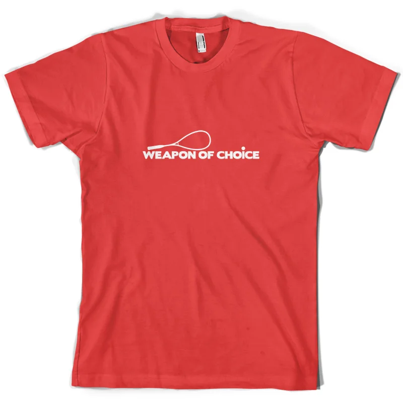 TOP  Weapon Of Choice Squash - Mens T-Shirt - Racquet - Player - Playing - 10 Colours Print T Shirt Mens