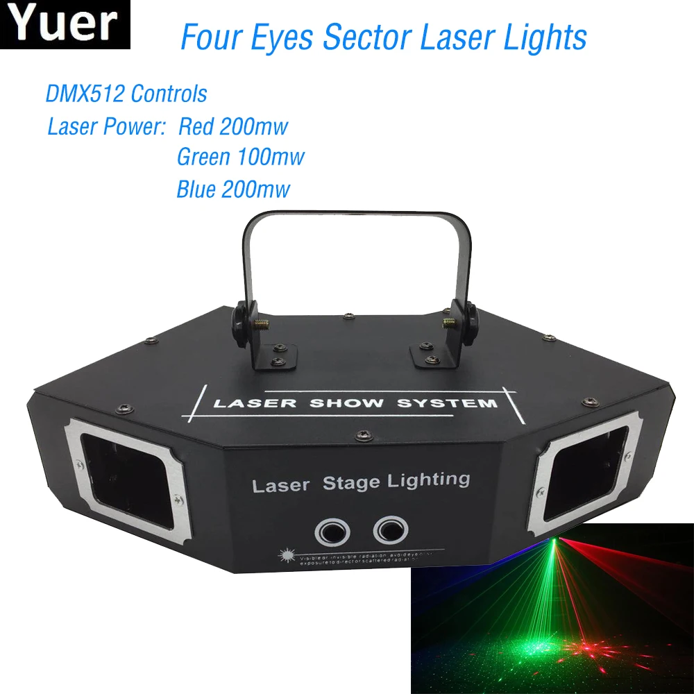 Профессиональный DMX512 4 объектива RGB Красный Зеленый Синий луч узор сеть Лазерный