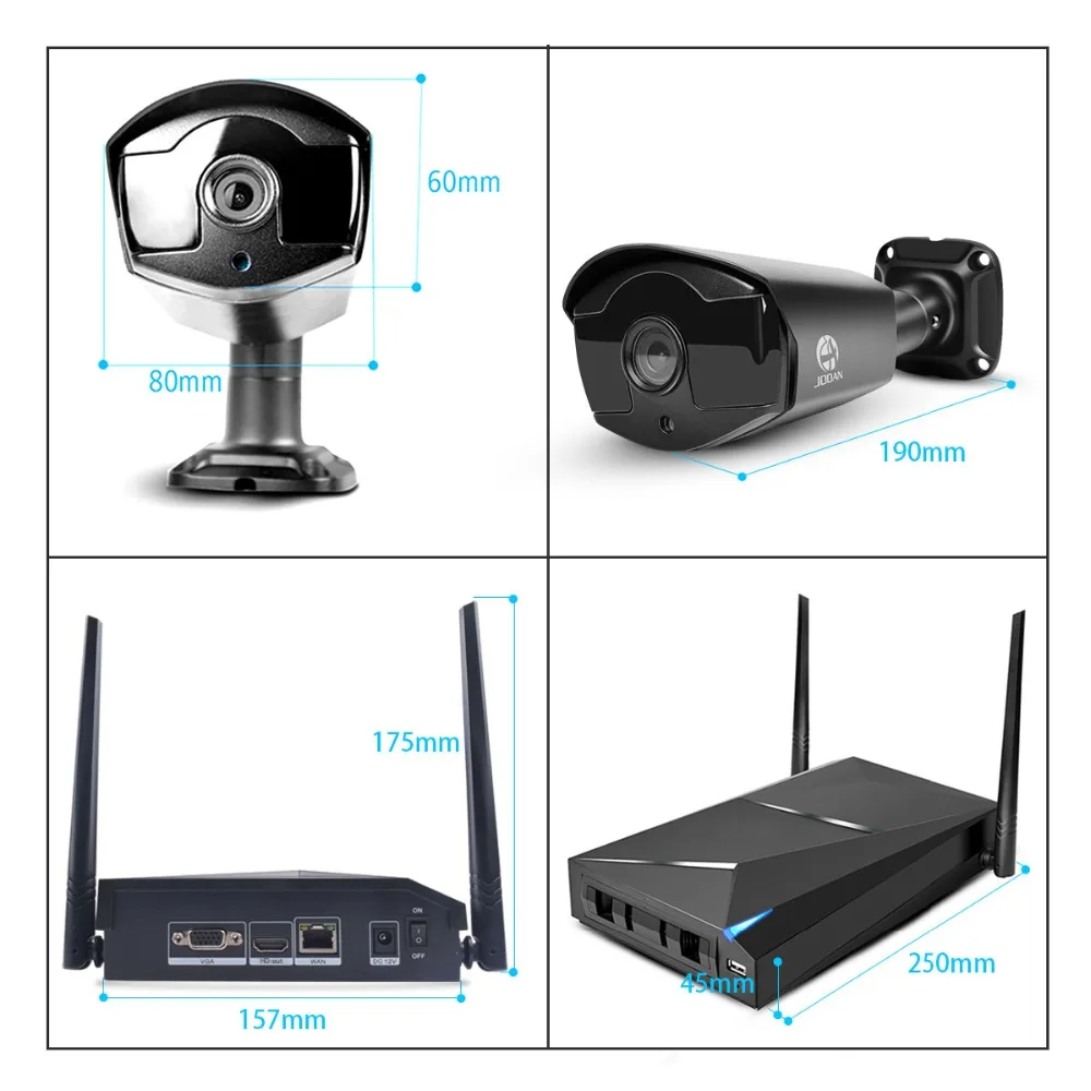 JOOAN 4CH CCTV System Recorder 4PCS 1080P Outdoor Weatherproof Security IP  Camera 4CH   NVR DayNight  Video Surveillance Kits (5)