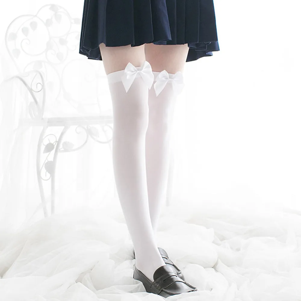 Knee High Socks High Quality Socks Women Long Acrylic Velvet Lady White Bow Sexy Knee Sexy Socks W411