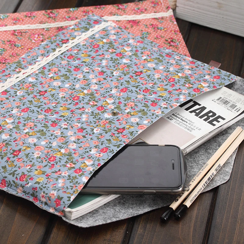 New Elegant Floral A4 Big Capacity Document Bag Business Briefcase File Folders Chemical Felt Filing Products Student Gifts