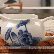 Голубая и белая фарфоровая тонкая ярмарка чайная чашка, 160 мл цветок лотоса фарфоровая чашка, нижнее стекло Цвет кунг-фу ярмарка чашки