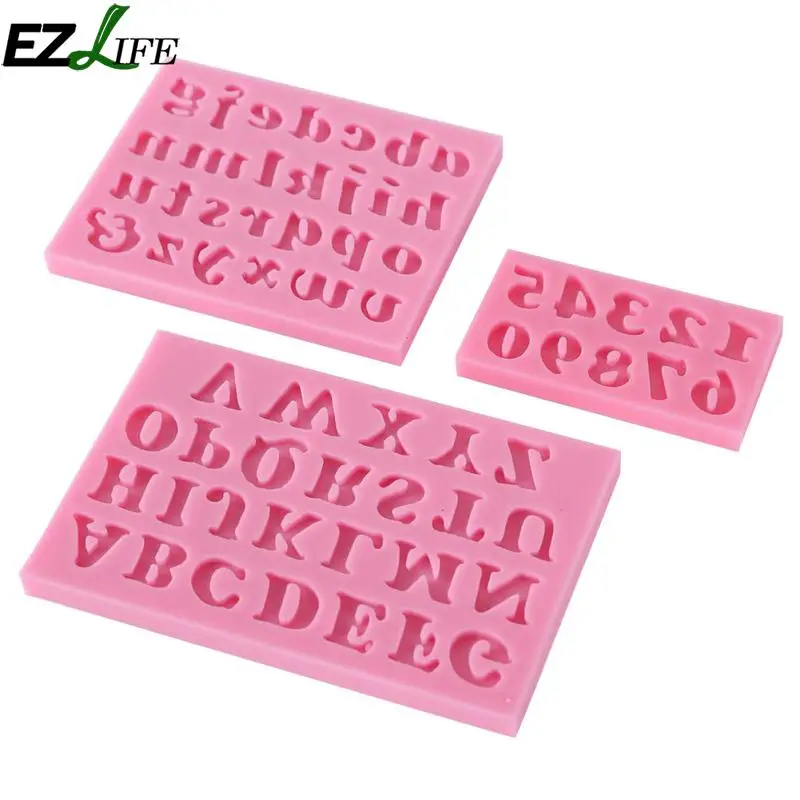 

3pcs/set Pink Silicone Mold Alphabet Figures Fondant Choacolate Mold Pastry Cake Decorating Tools Kitchen Baking Tools GF308