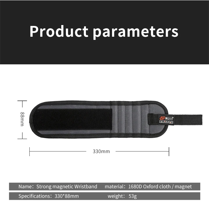Магнитный браслет с сильными магнитами для крепления винтов, гвоздей, сверл отлично подходит для вашей сумки для инструментов, идеально подходит для ремонта авто