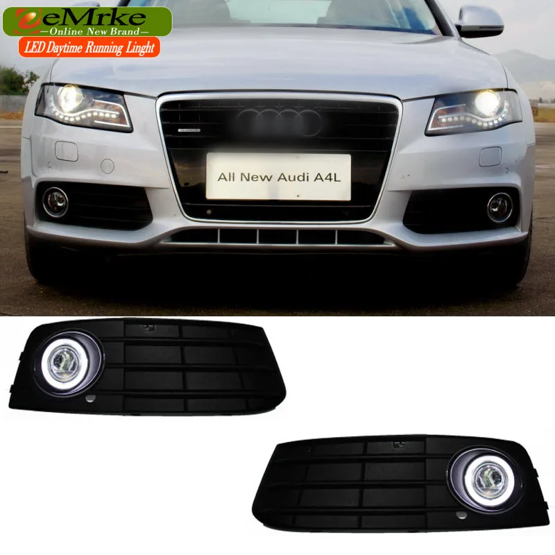 

EEMRKE FOR Audi A4 B8 2008-2015 COB Angel Eyes DRL Daytime Running Lights Tagfahrlicht H11 Halogen 12V 55W Fog Light Lamp