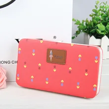 Fashion Lady Lunch Box Long Organizer Wallet Women Florral Printing Hasp Pu Leather 8 Colours 5.5 Inches Cellphone Clutch Wallet
