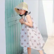 Платье-майка в горошек для девочек летние модные хлопковые платья для девочек от 2 до 7 лет, HQ745