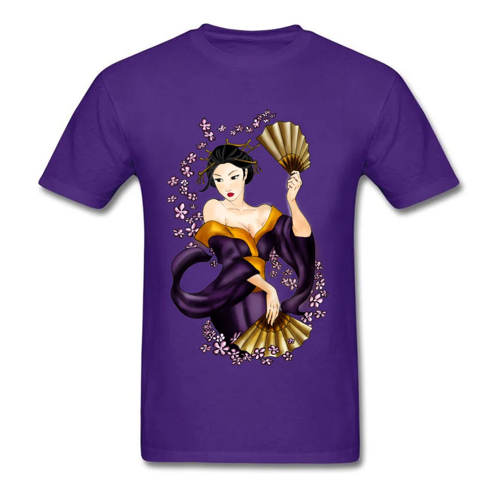 New Arrival Men's Tops Shirt GEISHA Custom Tshirts All Cotton Short Sleeve Leisure T Shirt Round Collar Drop Shipping GEISHA purple