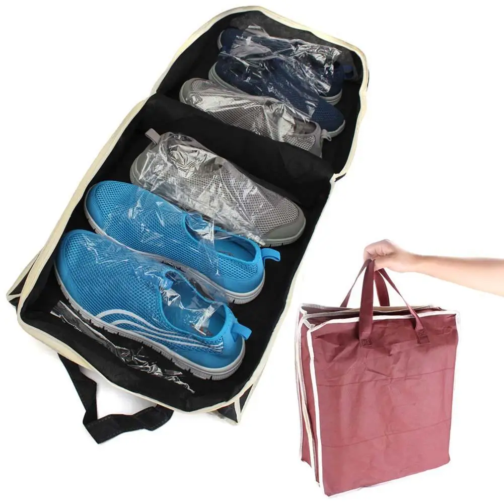 Useful Non woven Shoe Organizer Fabric Travel 6 Grids Zipper Anti Dust