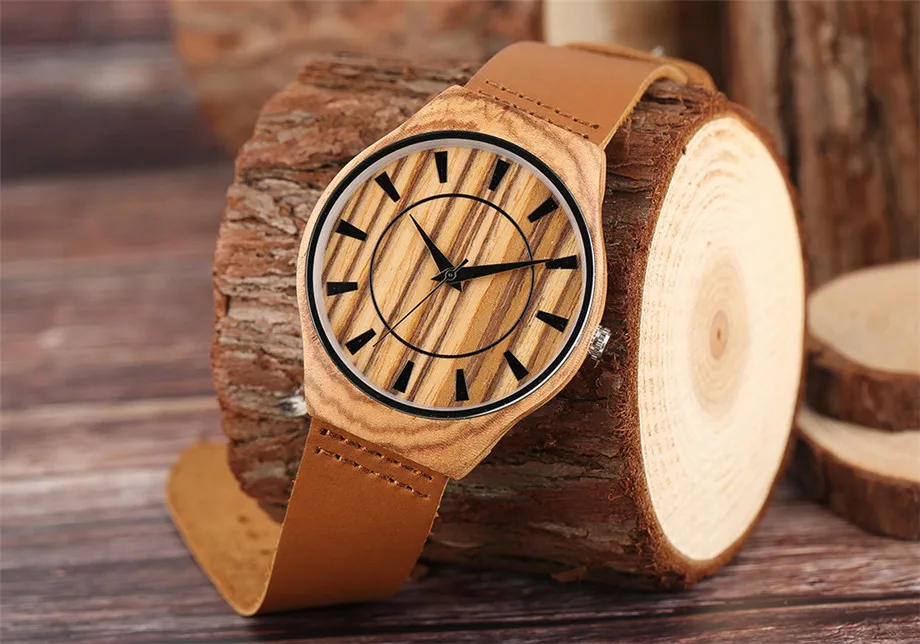 wooden men quartz watch gift