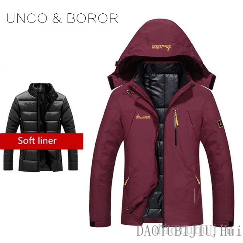

UNCO&BOROR High End Couples Outdoor Jackets Camping Hiking Jacket Coat Climbing Three-in-one+Inner Gallbladder Jackets 2018 NEW