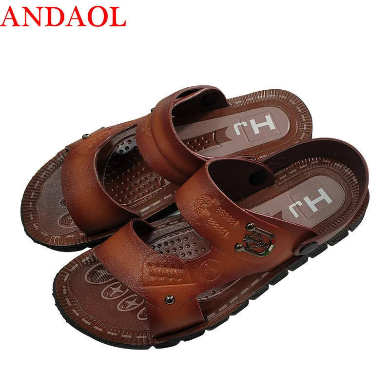 

ANDAOL men's Summer casual sandals Top Quality Outdoor Light Beach Slippers Luxury Trend Non-Slip Business Office Flats shoes