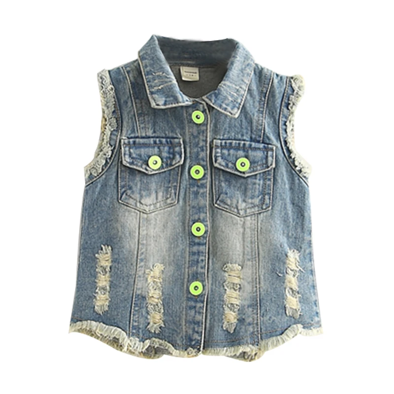 Spring autumn butterfly vest children's clothing vest child denim vest