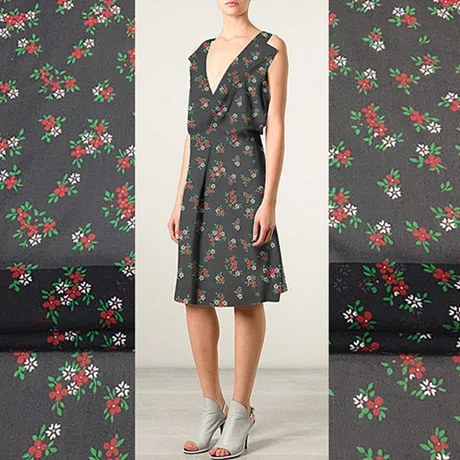 

Small flower wide 100% silk georgette fabric Mulberry silk texture clothing production spring summer dress fabric